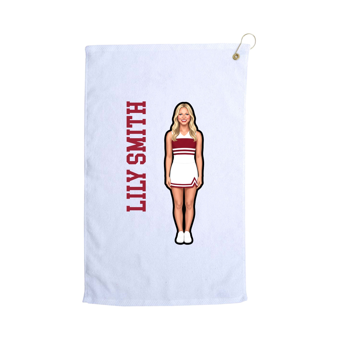 Golf Towel — Name Vertical in White