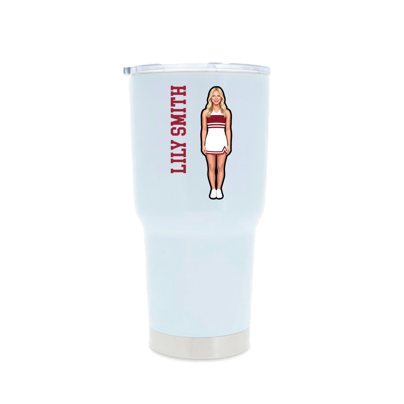 30oz Stainless Steel Tumbler — Name Vertical in White