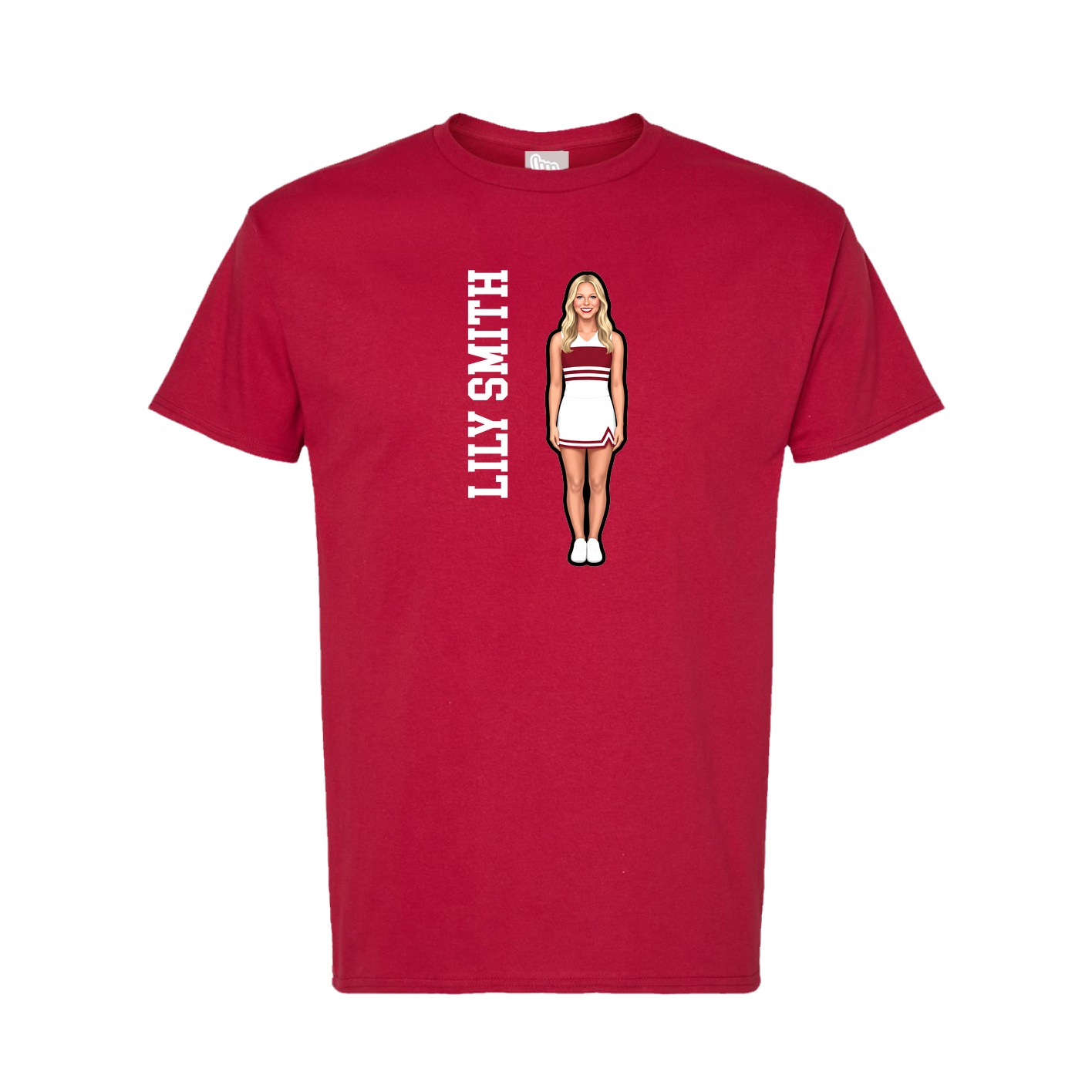 Tee — Name Vertical in Crimson