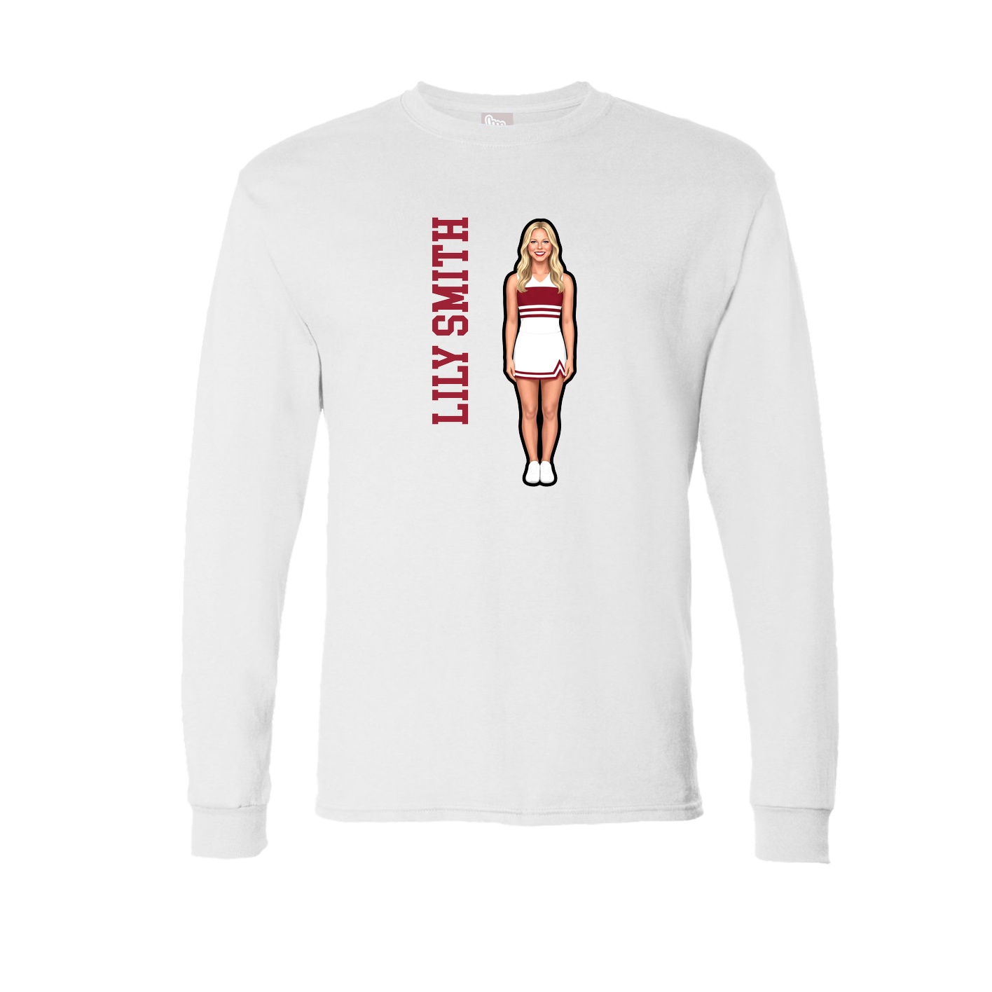 Long Sleeve Tee — Name Vertical in White