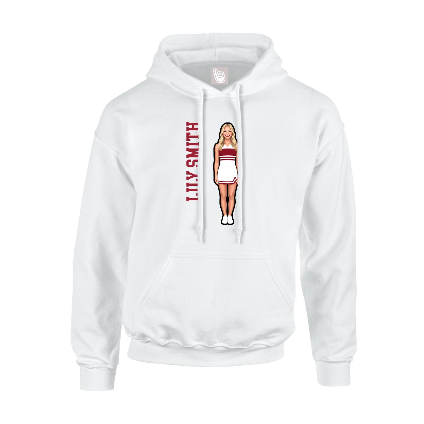 Hoodie — Name Vertical in White