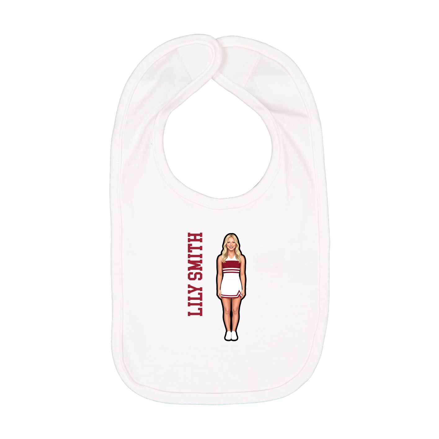 Infant Bib — Name Vertical in White