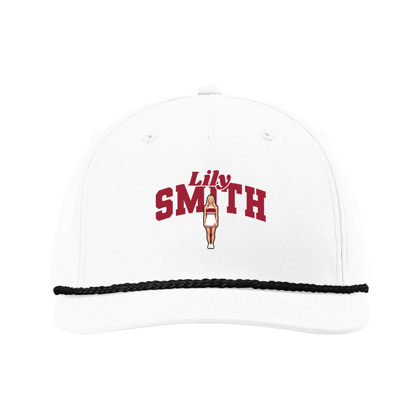 Five-Panel Classic Rope Cap — Signature Arch in White