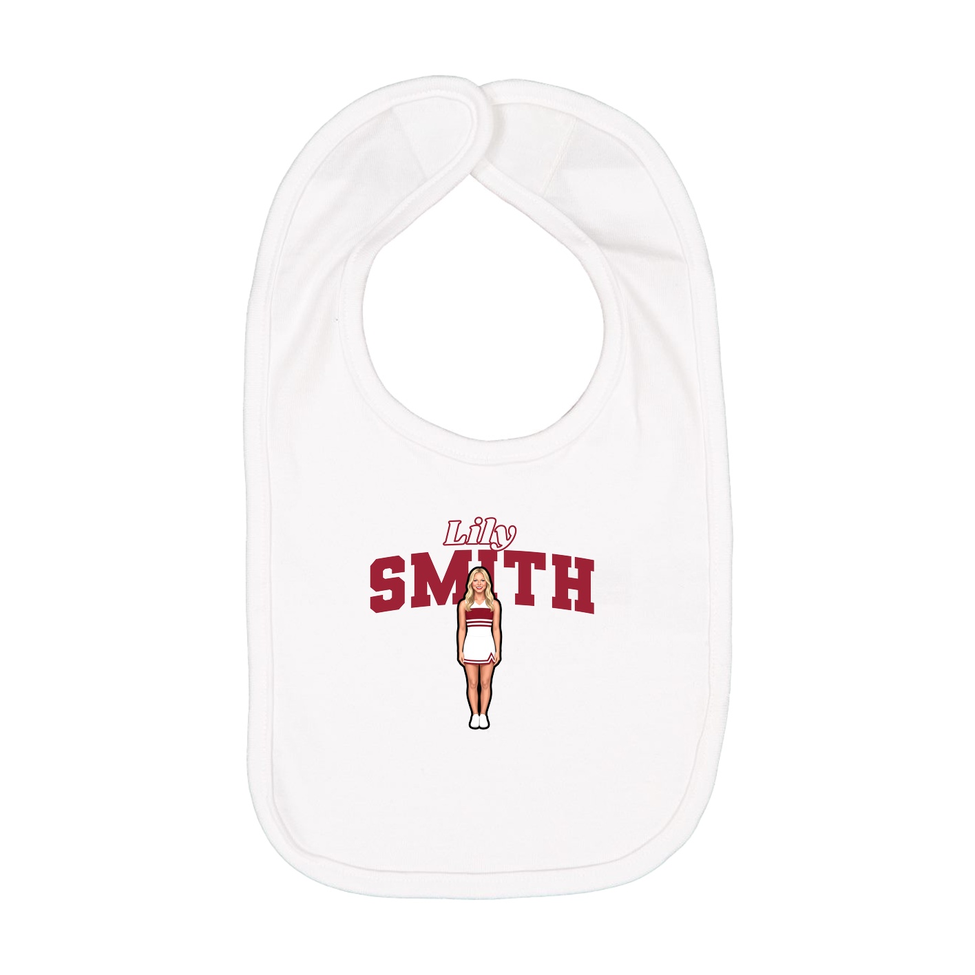 Infant Bib — Name Arch in White