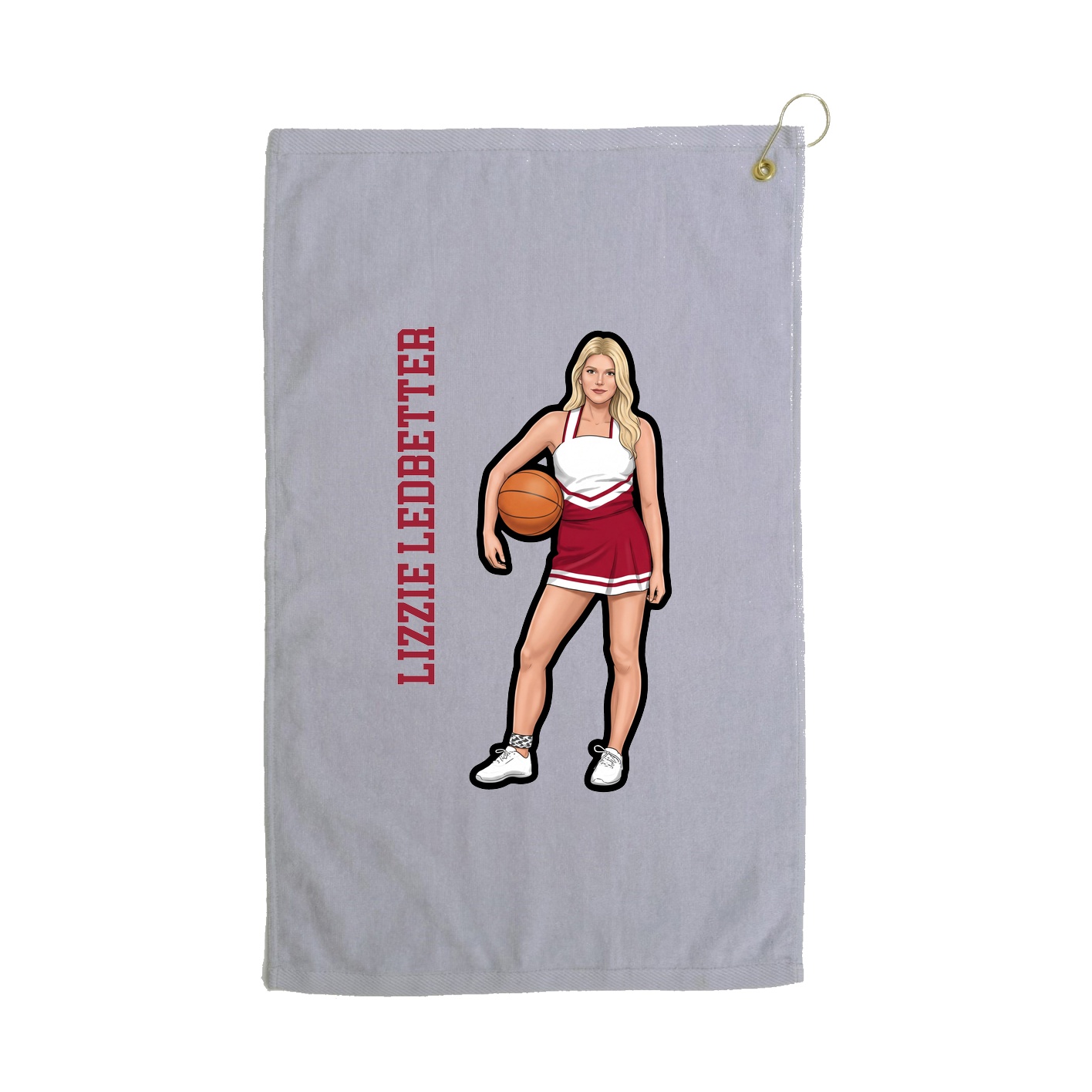 Golf Towel — Name Vertical in Grey
