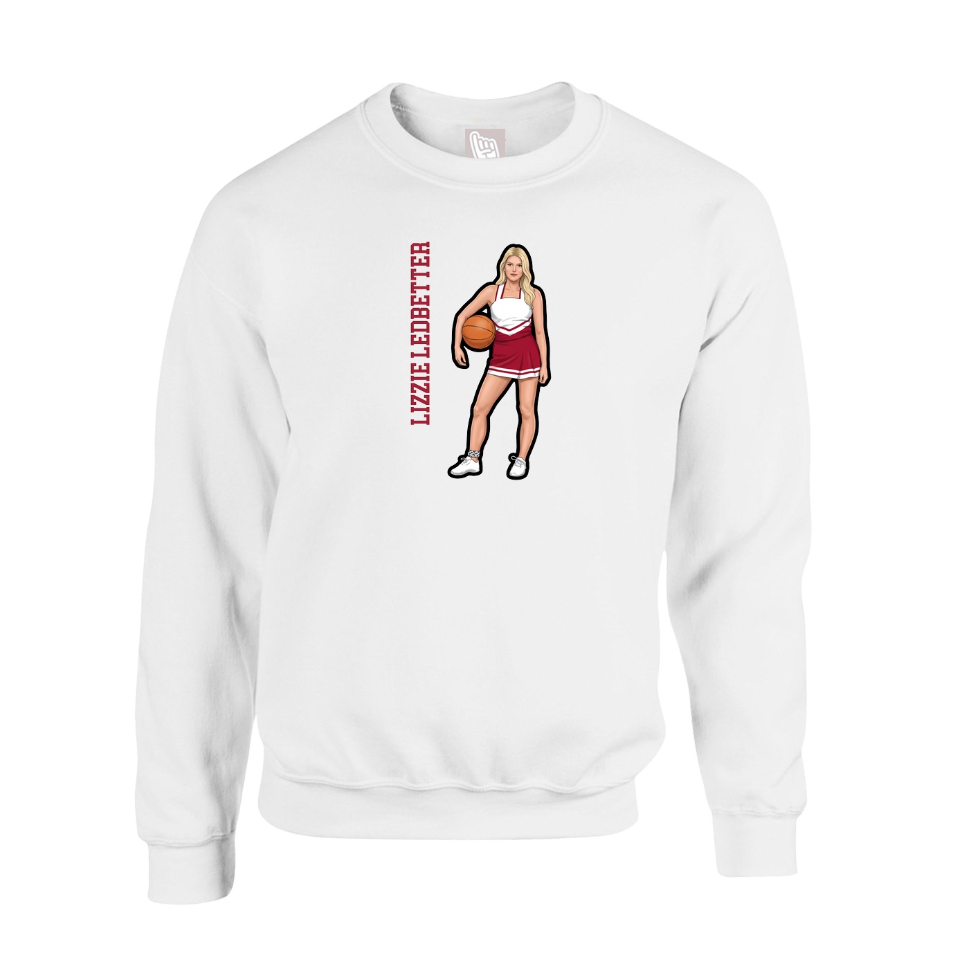 Fleece Crew — Name Vertical in White