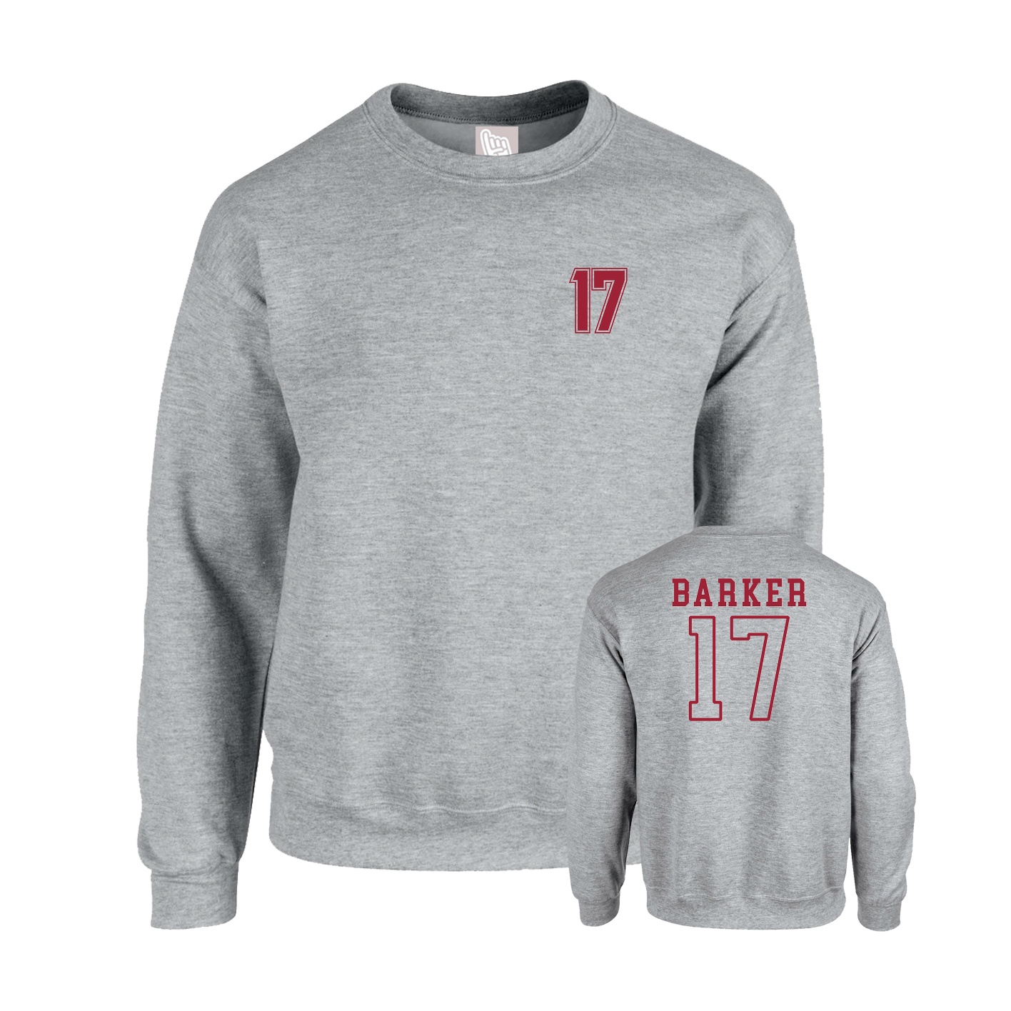 Fleece Crew — Chest Back in Grey