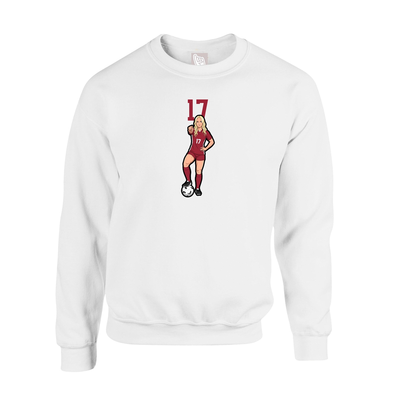 Fleece Crew — Number Top in White