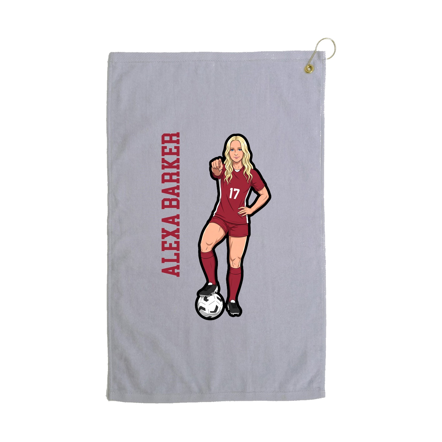 Golf Towel — Name Vertical in Grey
