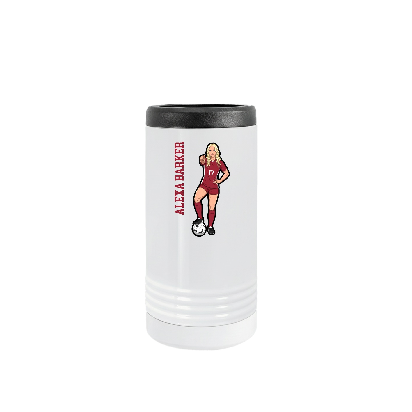 Slim Beverage Holder — Name Vertical in White