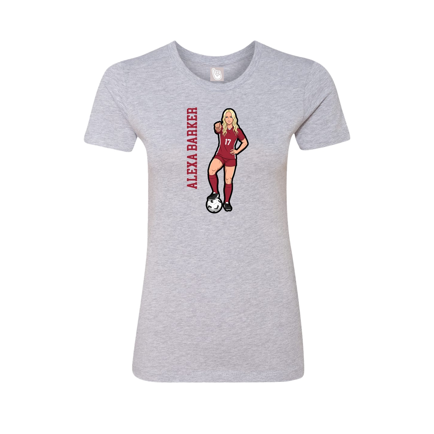 Fitted Women's Tee — Name Vertical in Grey