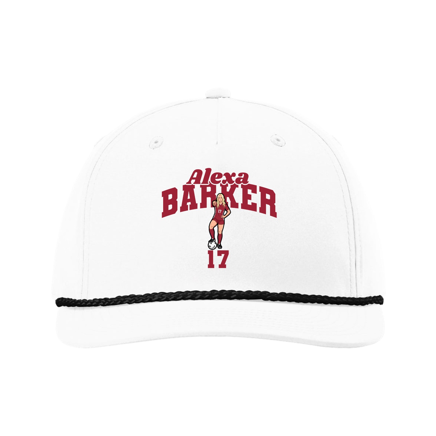 Five-Panel Classic Rope Cap — Signature Arch in White