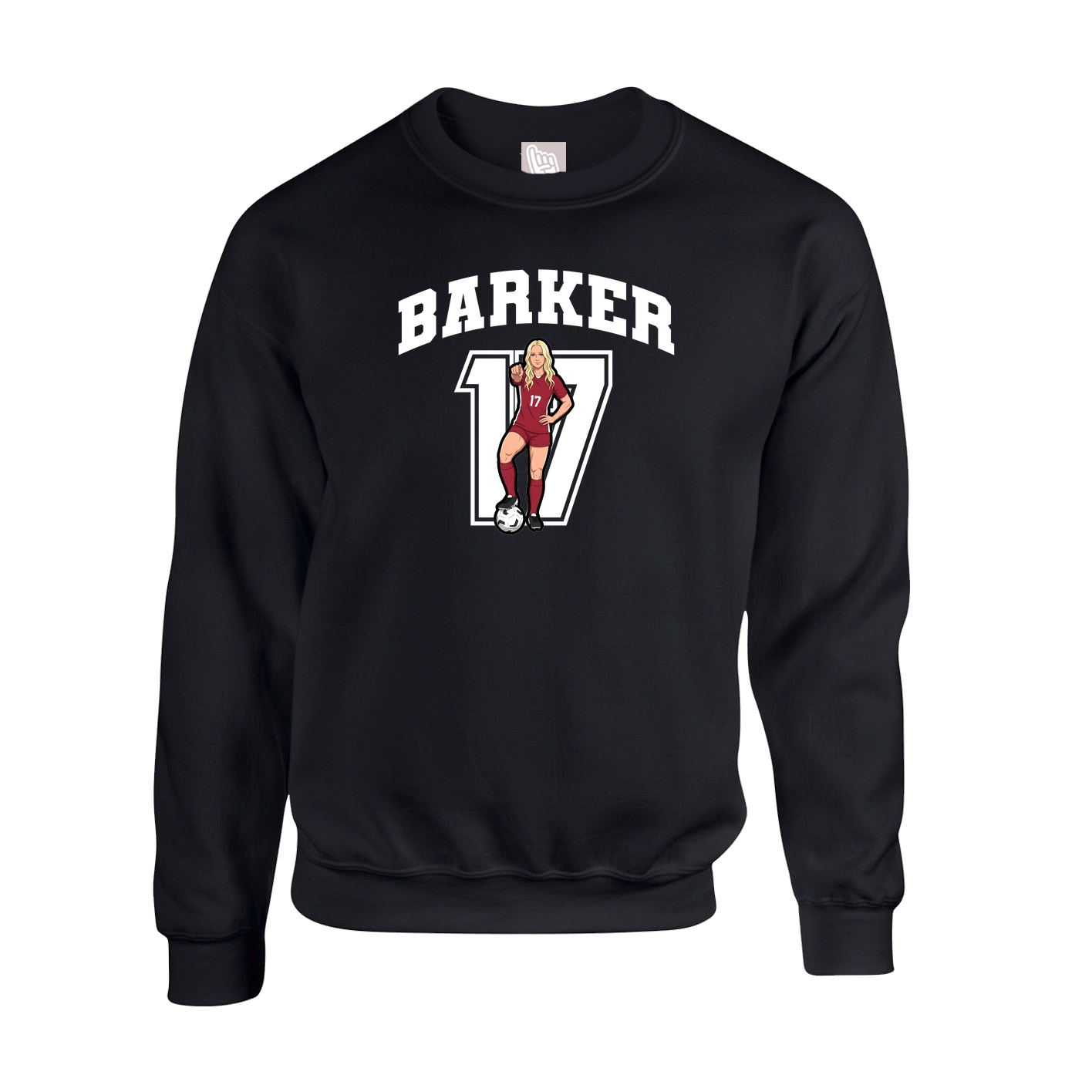 Fleece Crew — Number in Black