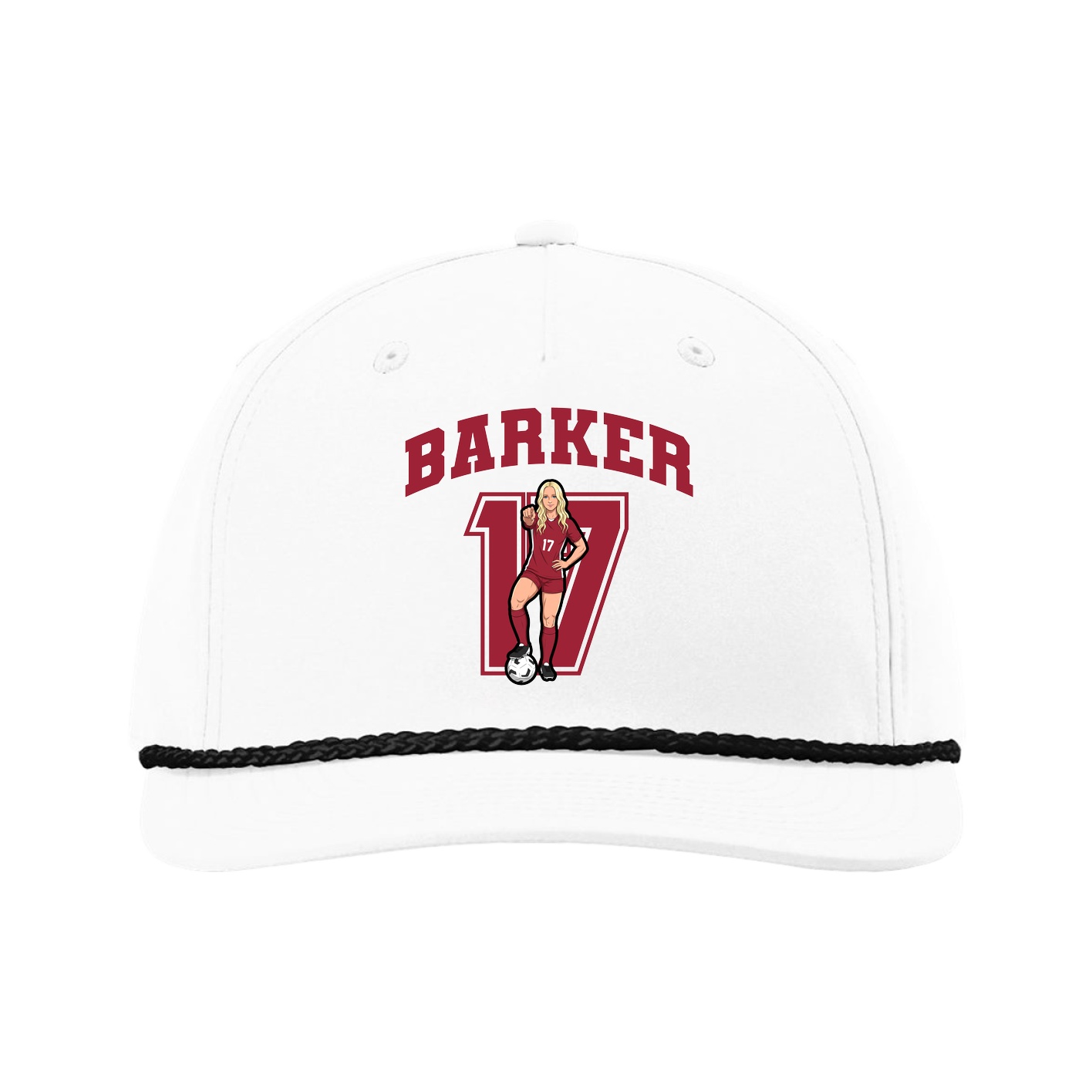Five-Panel Classic Rope Cap — Number in White