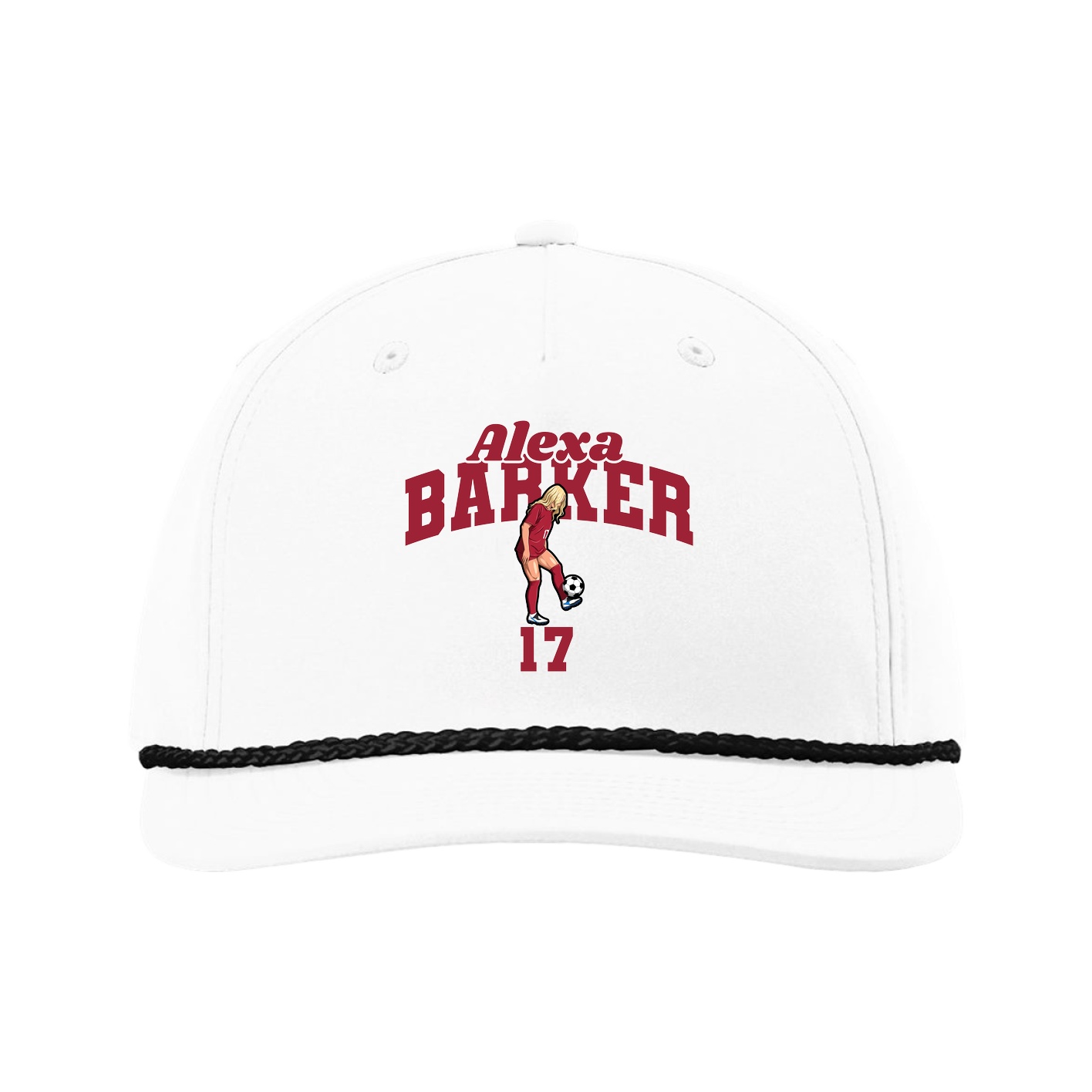 Five-Panel Classic Rope Cap — Signature Arch in White