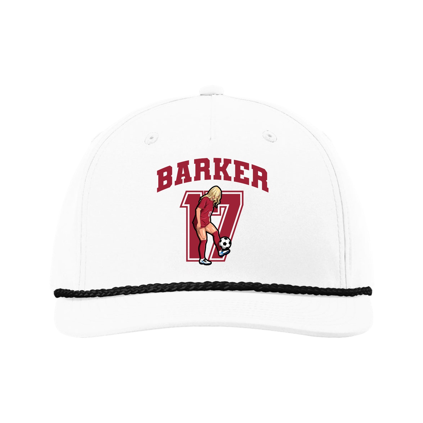 Five-Panel Classic Rope Cap — Number in White