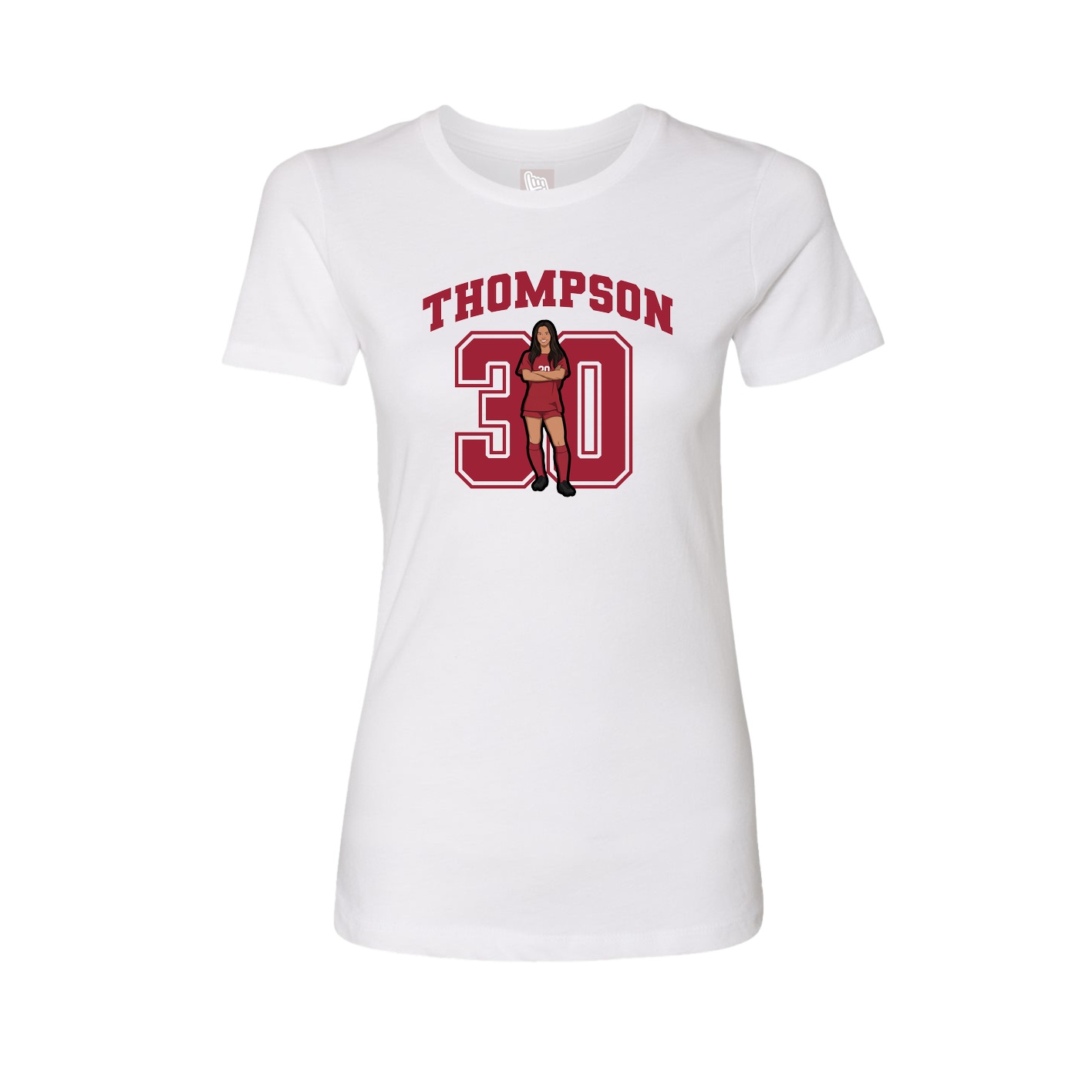 Fitted Women's Tee — Number in White