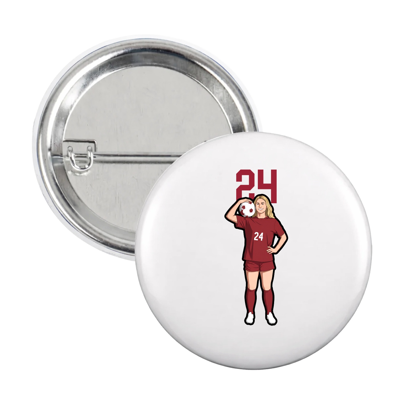 Game Day Button — Number Top in White
