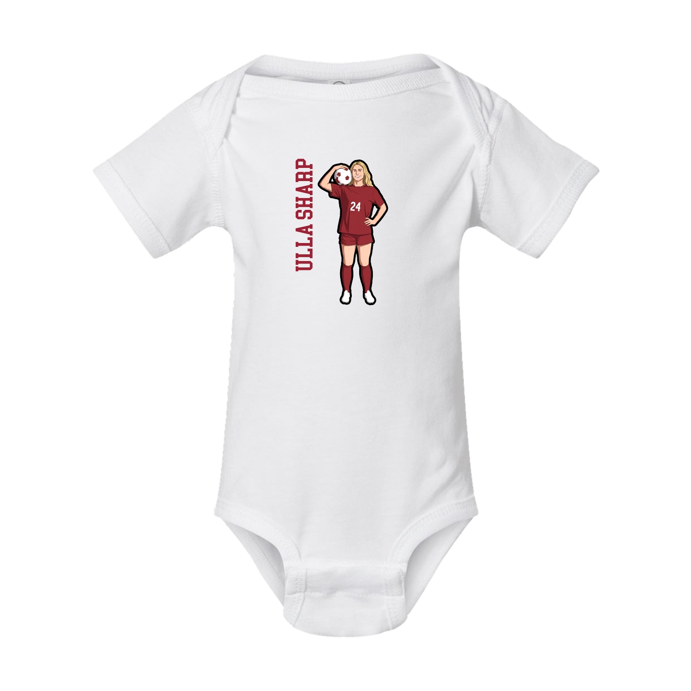 Baby Onesie — Name Vertical in White
