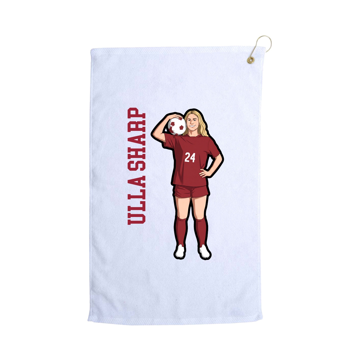 Golf Towel — Name Vertical in White