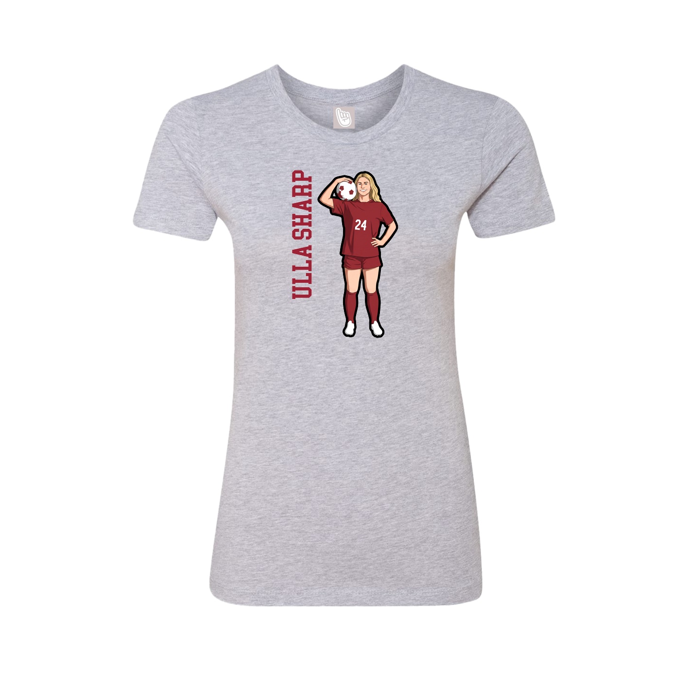 Fitted Women's Tee — Name Vertical in Grey