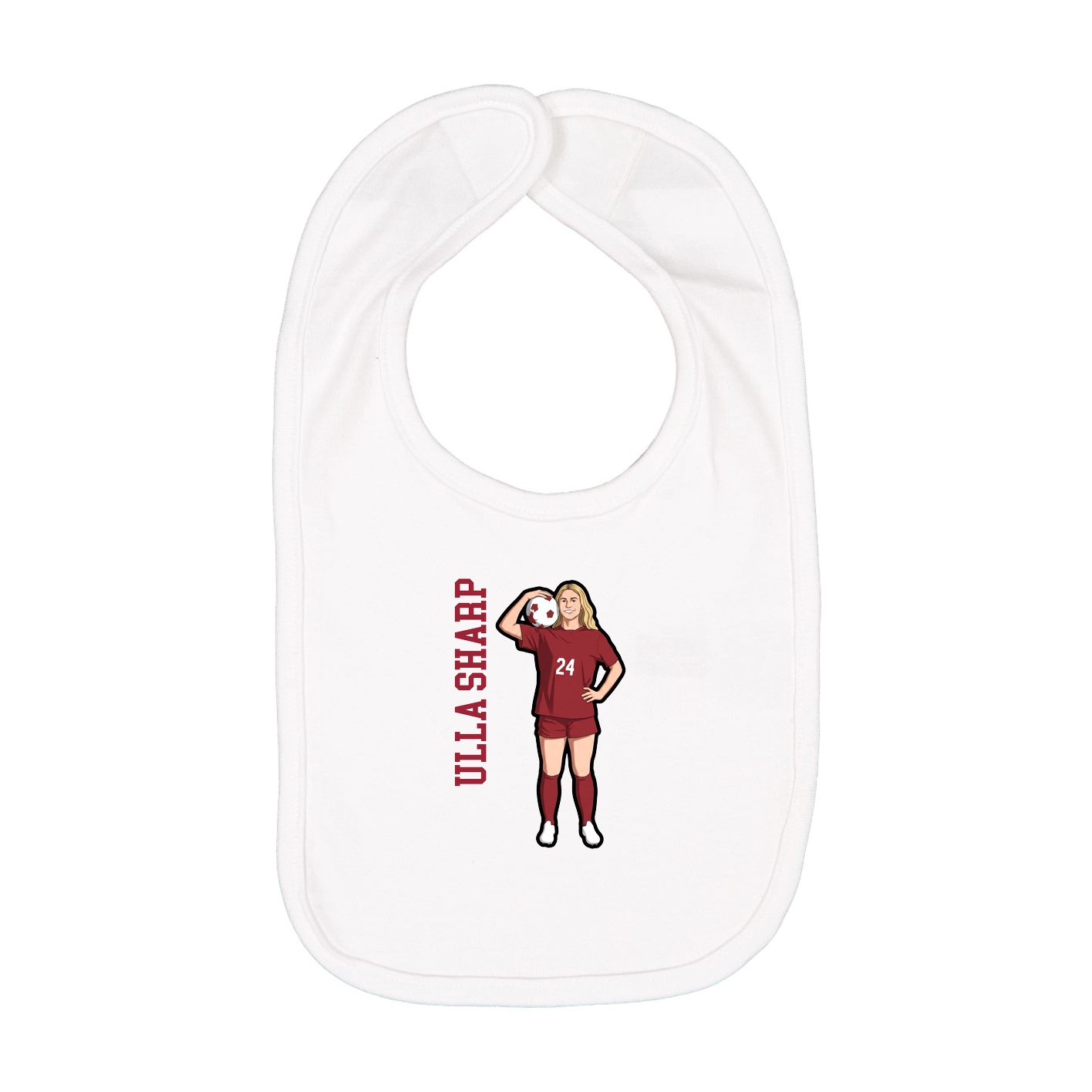 Infant Bib — Name Vertical in White