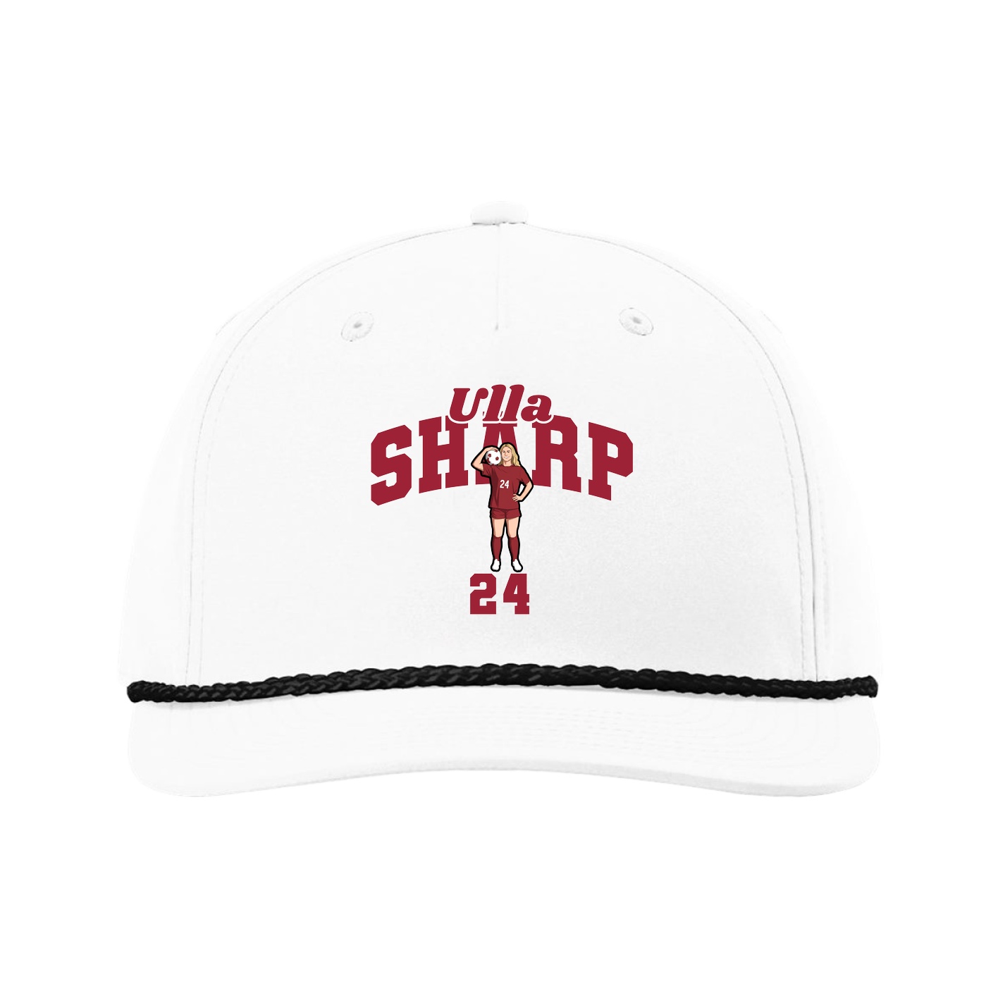 Five-Panel Classic Rope Cap — Signature Arch in White