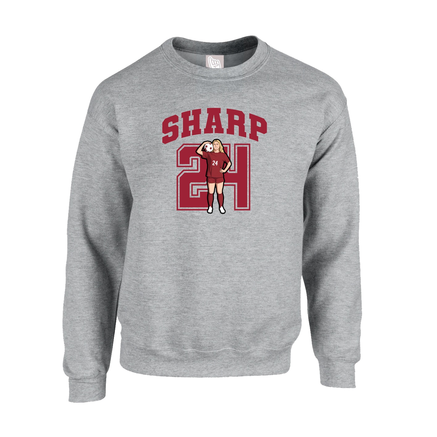 Fleece Crew — Number in Grey