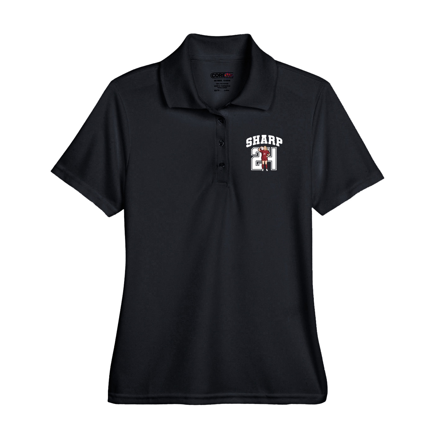 Performance Polo — Number in Black