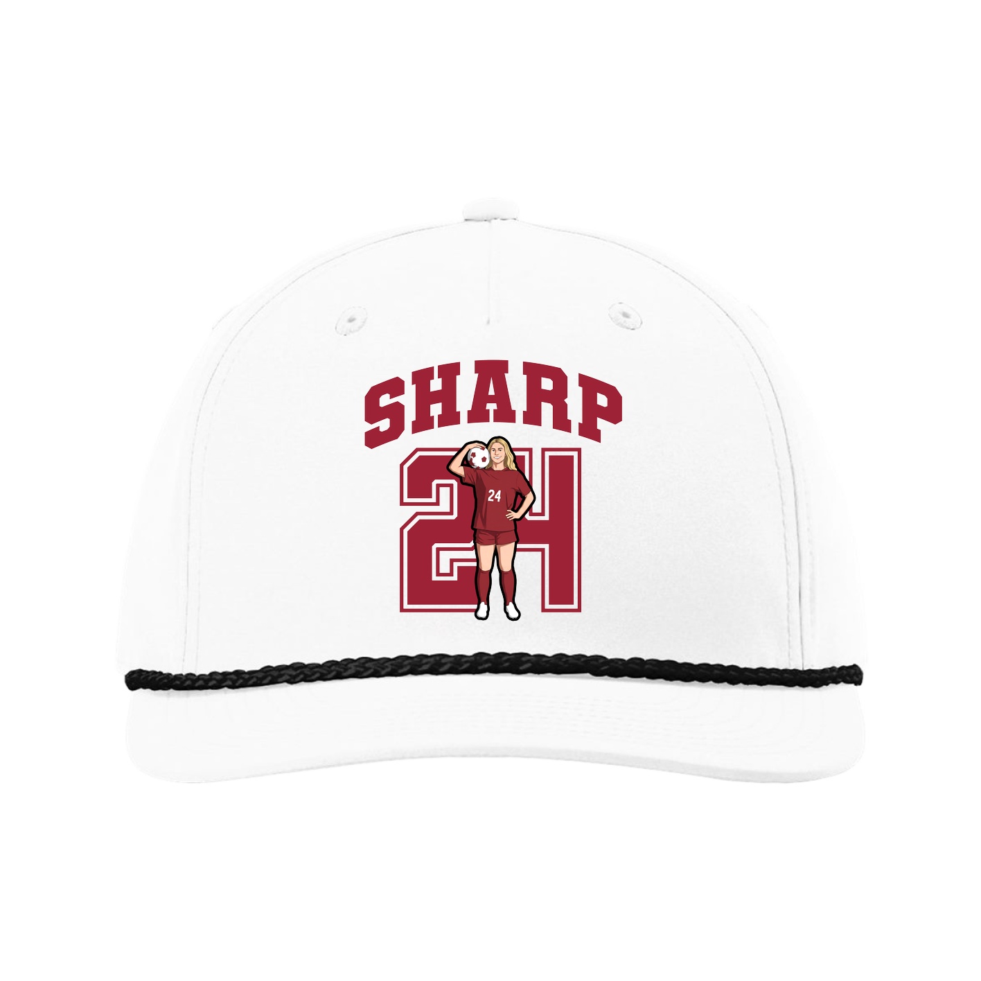 Five-Panel Classic Rope Cap — Number in White