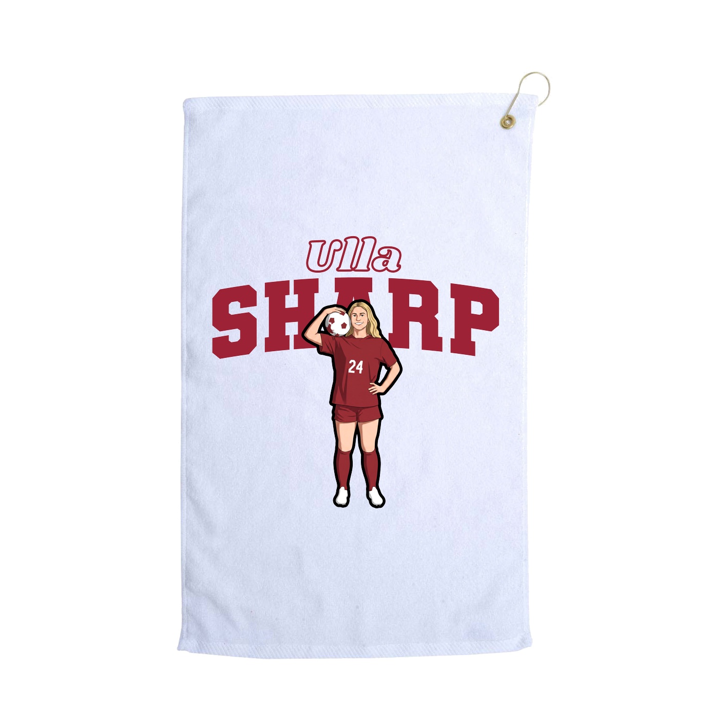 Golf Towel — Name Arch in White