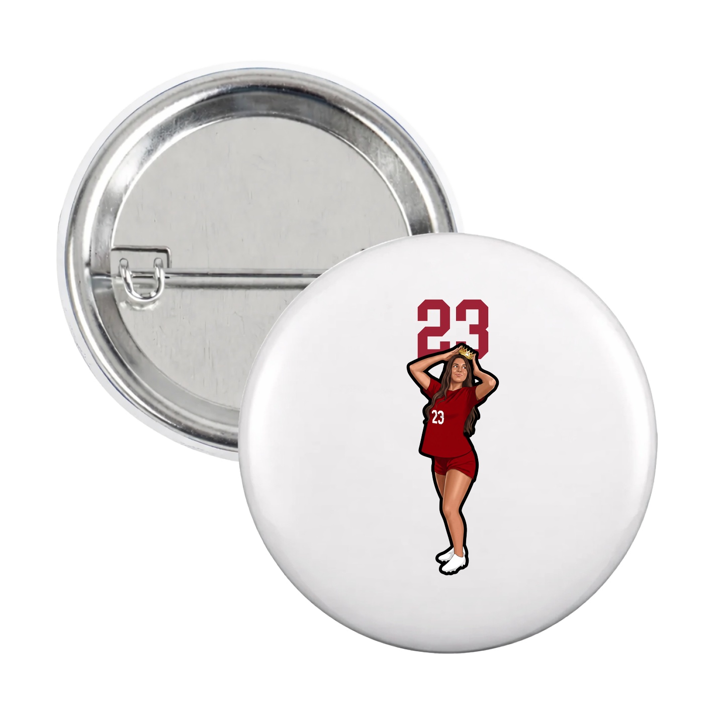 Game Day Button — Number Top in White