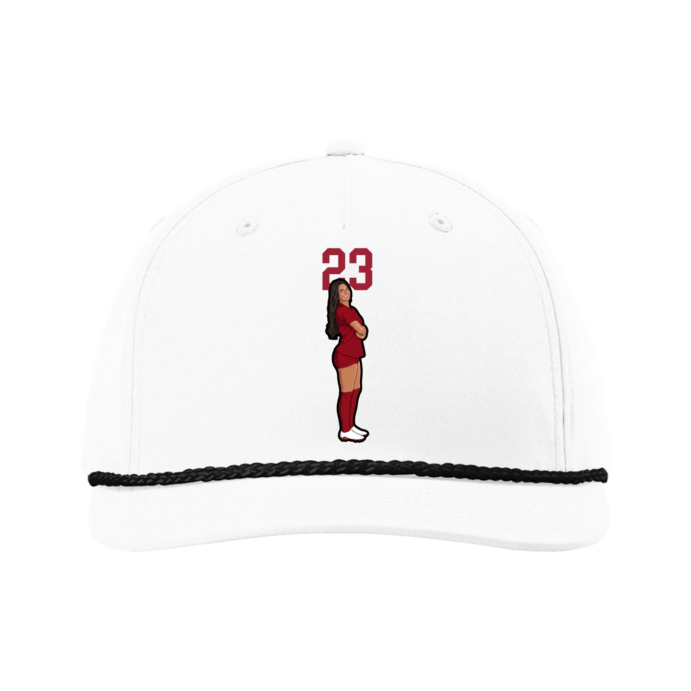 Five-Panel Classic Rope Cap — Number Top in White