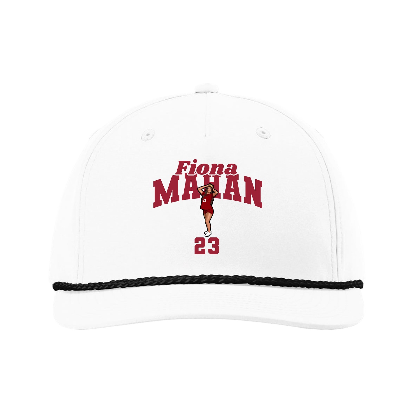 Five-Panel Classic Rope Cap — Signature Arch in White