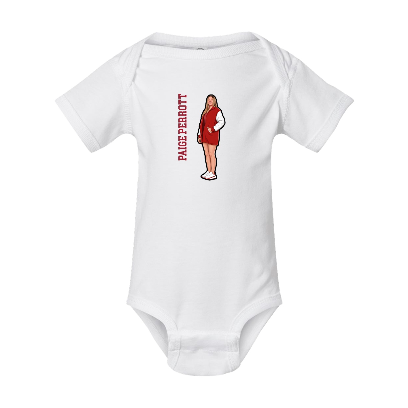 Baby Onesie — Name Vertical in White