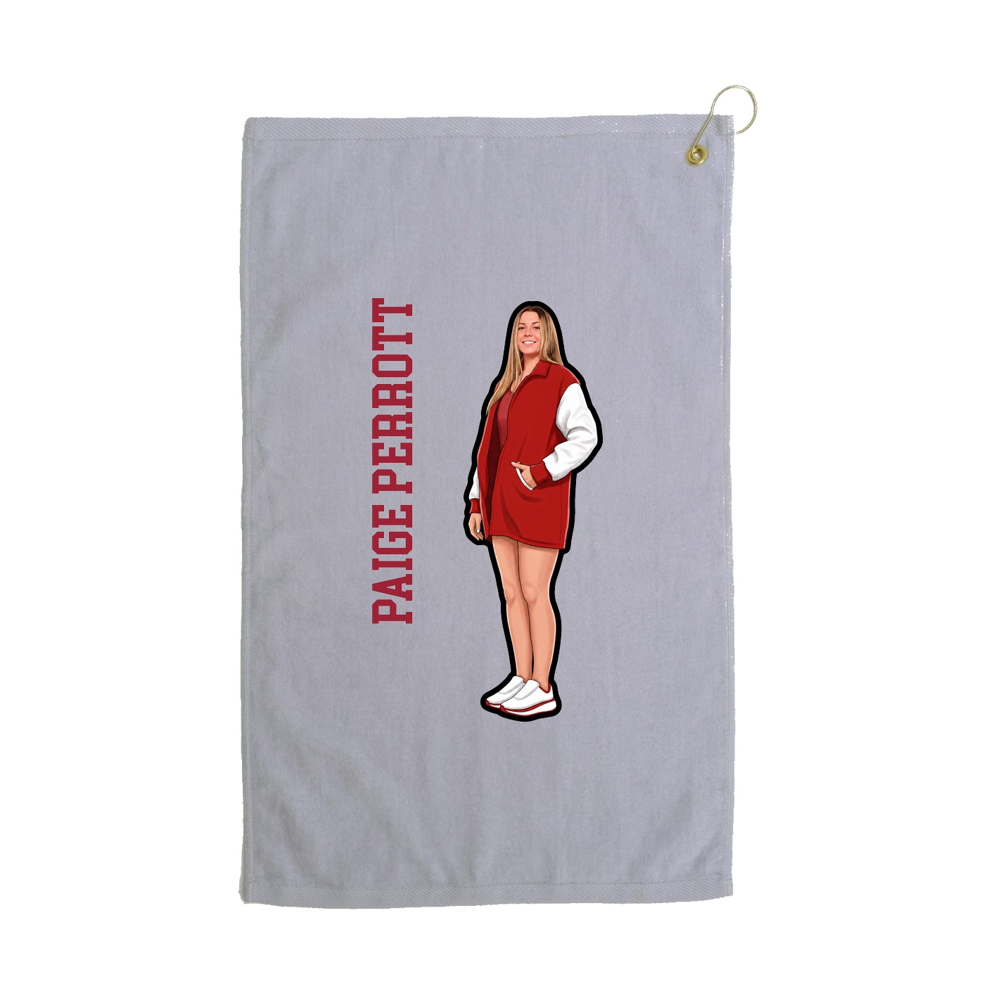 Golf Towel — Name Vertical in Grey