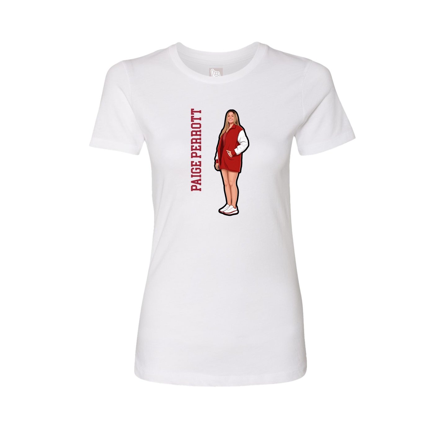 Fitted Women's Tee — Name Vertical in White