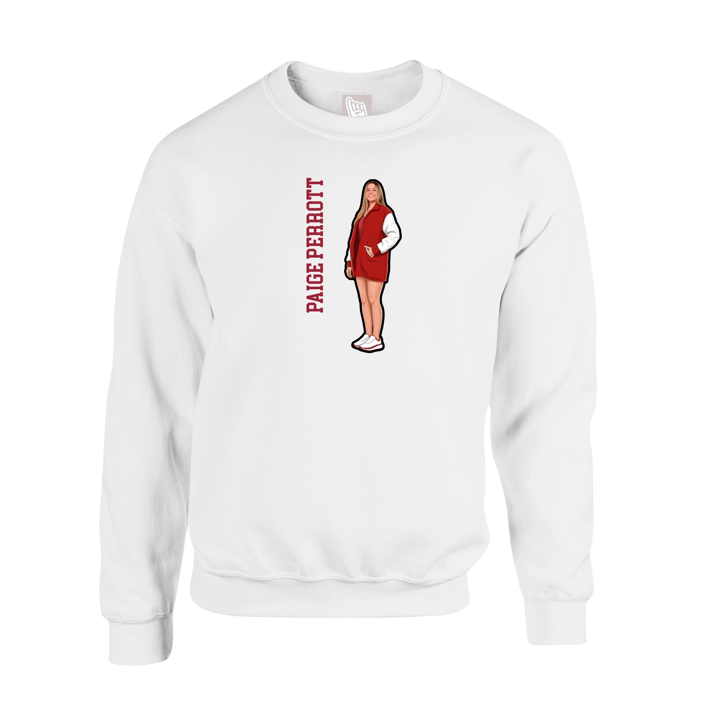 Fleece Crew — Name Vertical in White