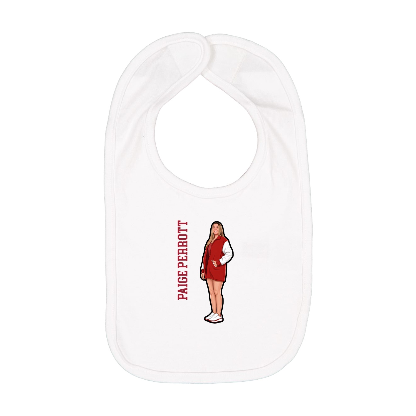 Infant Bib — Name Vertical in White