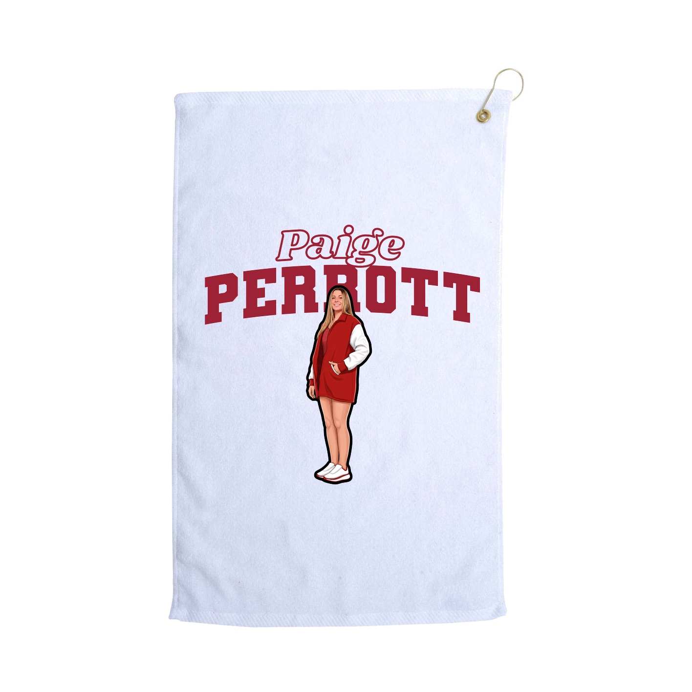 Golf Towel — Name Arch in White