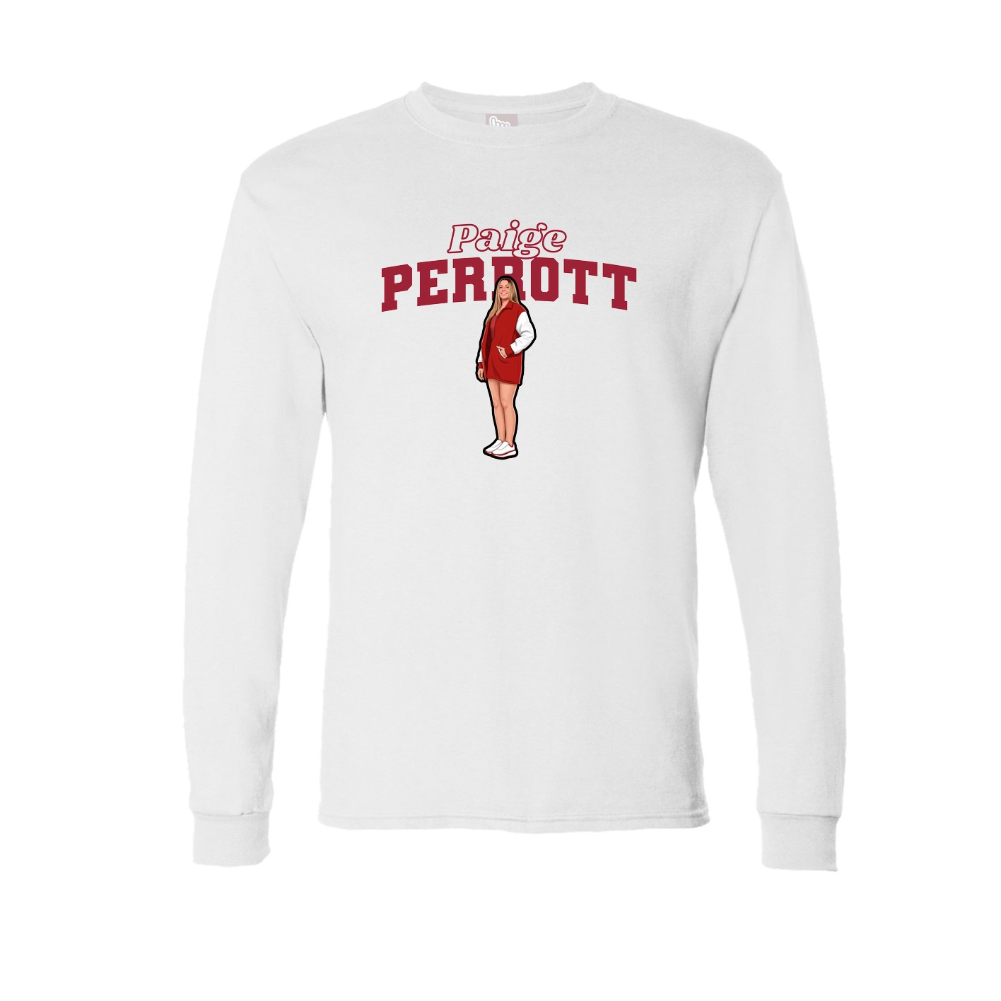 Long Sleeve Tee — Name Arch in White