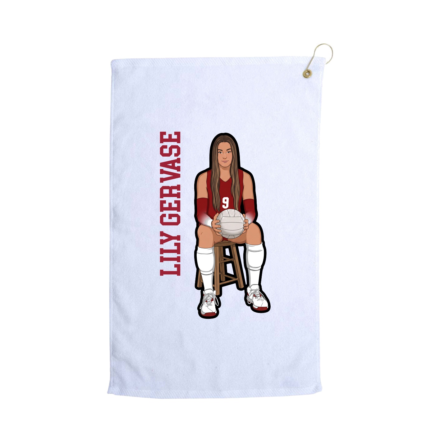 Golf Towel — Name Vertical in White