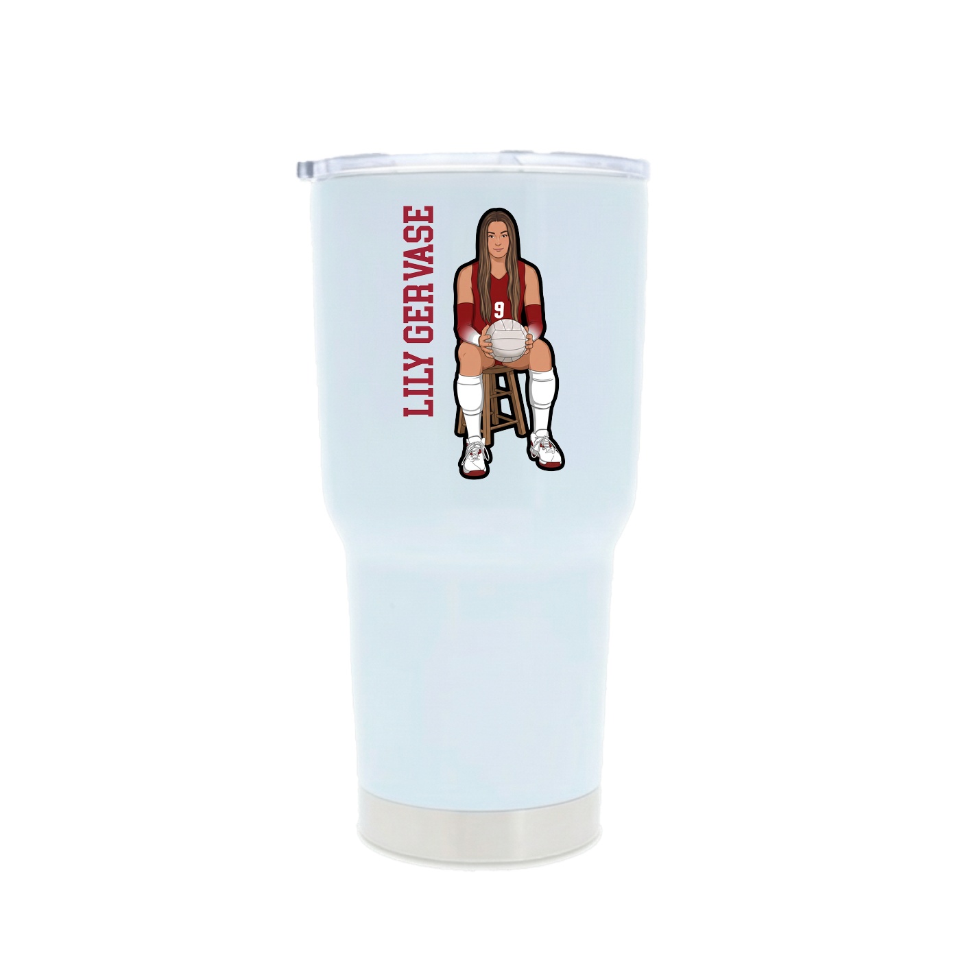 30oz Stainless Steel Tumbler — Name Vertical in White
