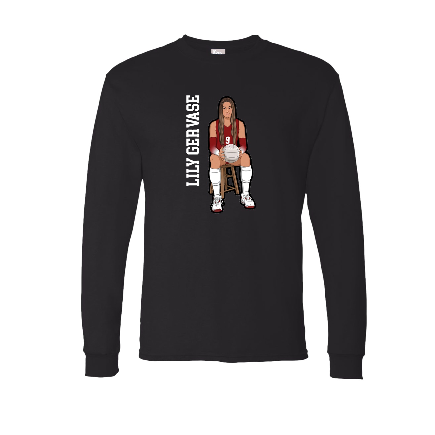Long Sleeve Tee — Name Vertical in Black