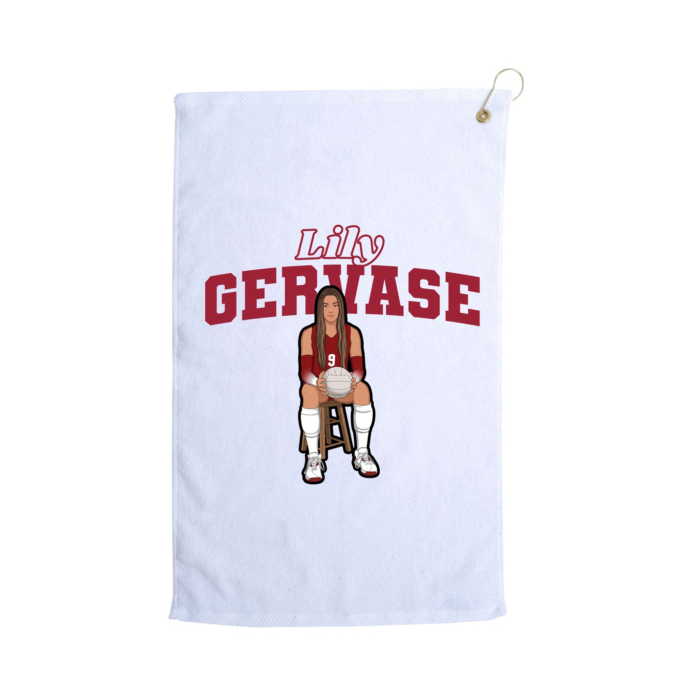 Golf Towel — Name Arch in White