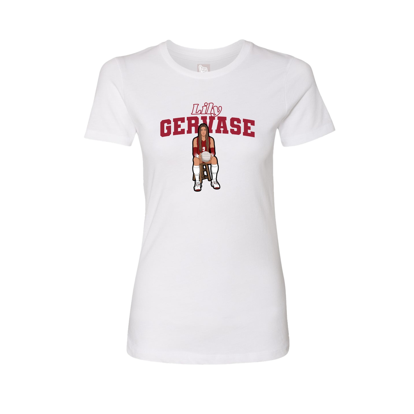 Fitted Women's Tee — Name Arch in White