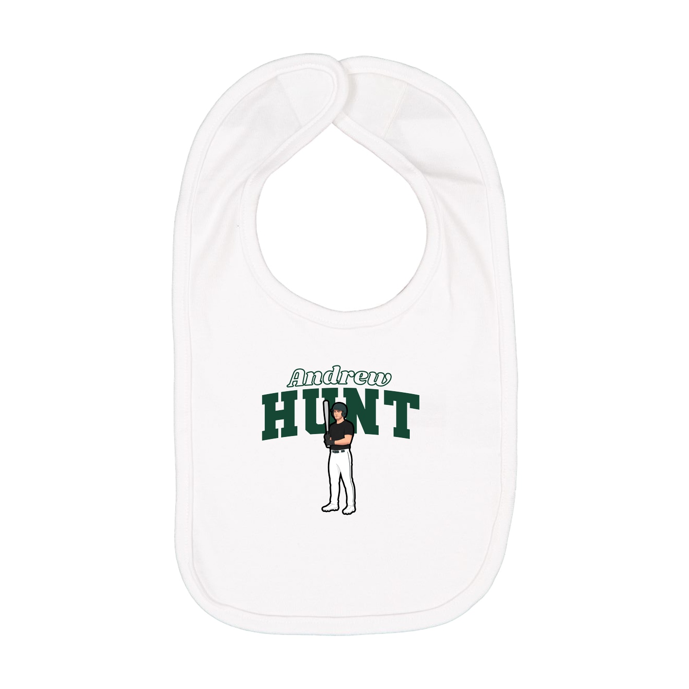 Infant Bib — Name Arch in White