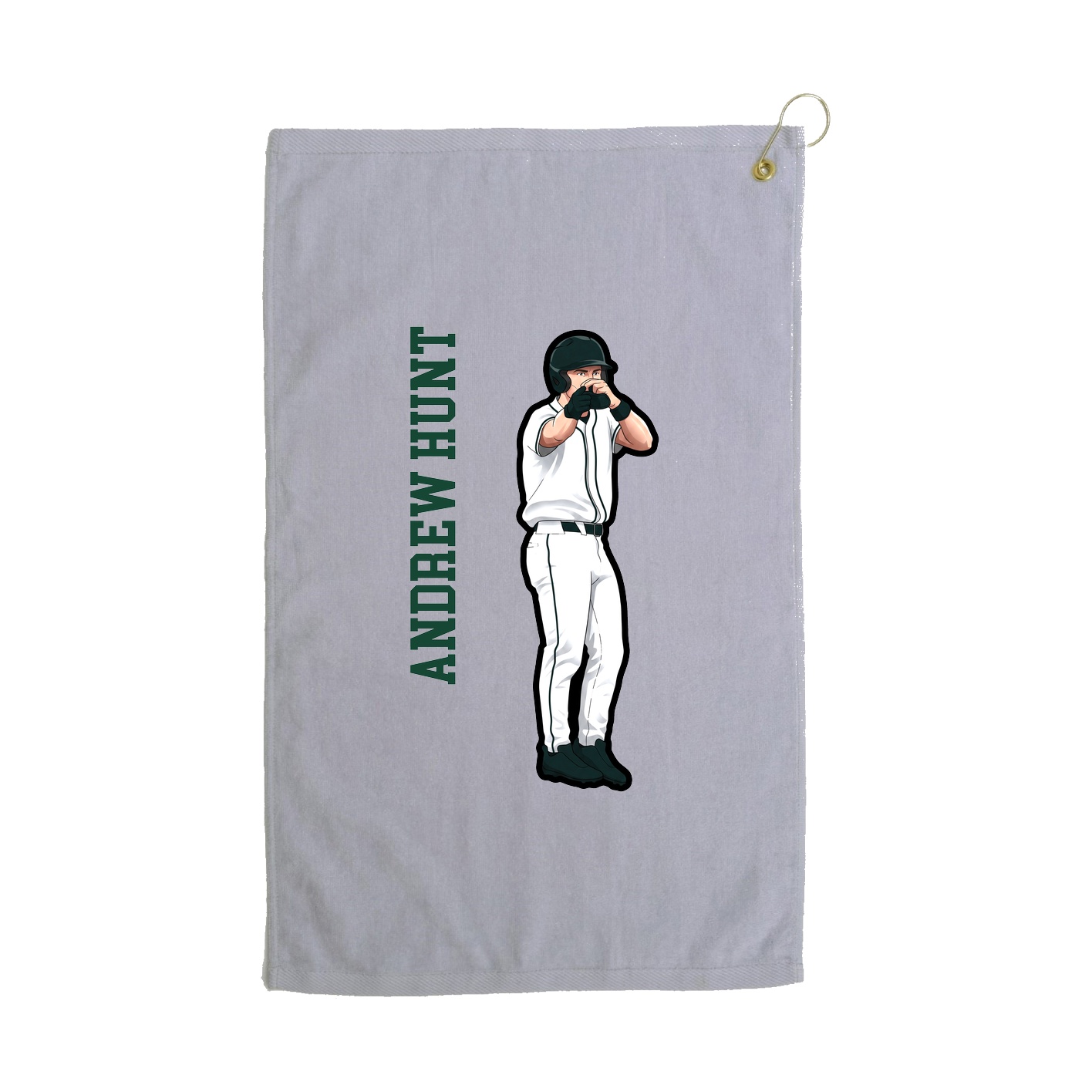 Golf Towel — Name Vertical in Grey