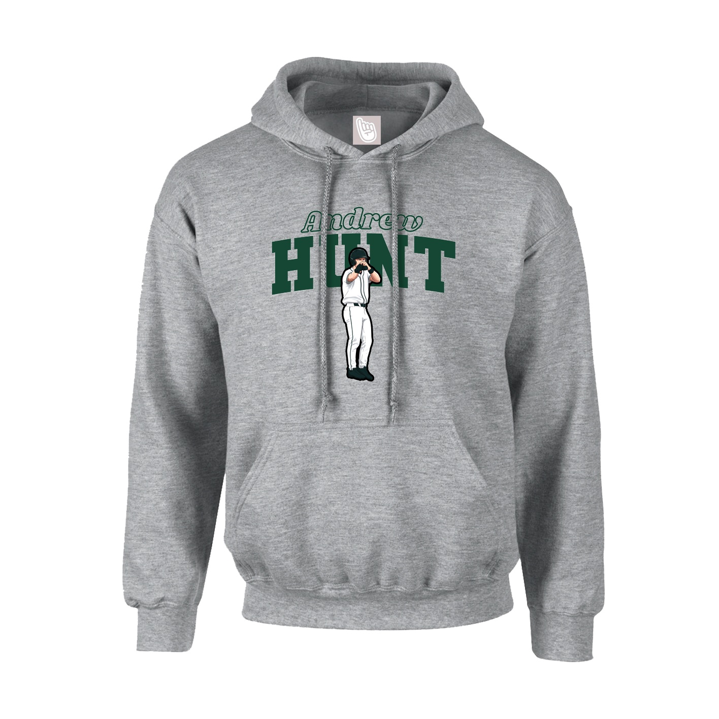 Hoodie — Name Arch in Grey