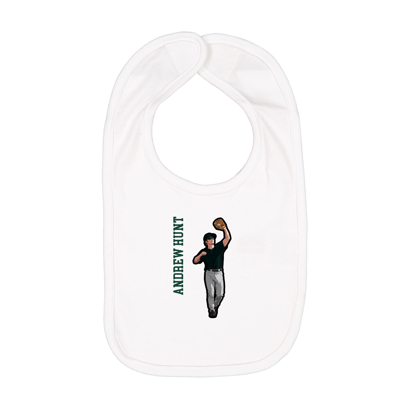 Infant Bib — Name Vertical in White